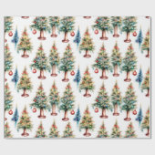 水彩クリスマスツリーラッピング紙 ラッピングペーパー (フラット)
