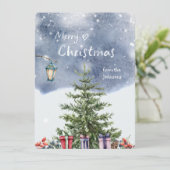 水彩クリスマスツリーランタン シーズンカード (スタンド正面)
