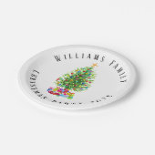 水彩クリスマスツリー付き贈り物カスタム ペーパープレート (アングル)