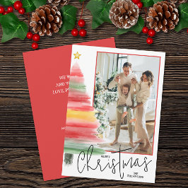 水彩クリスマスツリー写真 シーズンカード