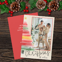 水彩クリスマスツリー写真 シーズンカード