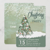 水彩クリスマスツリー冬クリスマスパーティー 招待状 (正面/裏面)