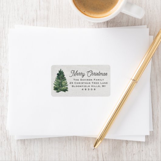 水彩クリスマスツリー差出人住所 ラベル (インサイチュ)