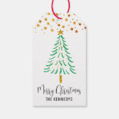 水彩クリスマスツリー金ゴールドグリッタースターズマー ギフトタグ (裏面)