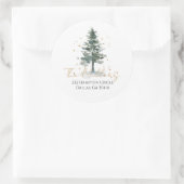 水彩クリスマスツリー金ゴールド差出人住所クラス ラウンドシール (バッグ)