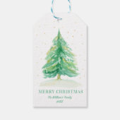 水彩クリスマスツリー金ゴールド雪 ギフトタグ (裏面)
