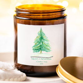 水彩クリスマスツリー金ゴールド雪 スクエアシール