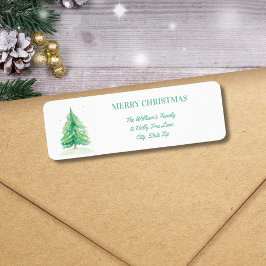 水彩クリスマスツリー金ゴールド雪 ラベル