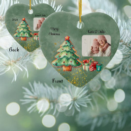 水彩クリスマスツリー2写真 セラミックオーナメント