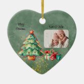 水彩クリスマスツリー2写真 セラミックオーナメント (正面)