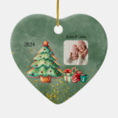 水彩クリスマスツリー2写真 セラミックオーナメント (裏面)