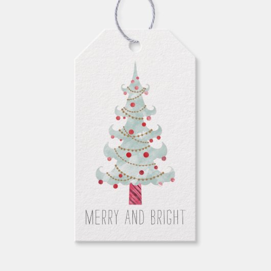 水彩クリスマスツリー ギフトタグ (正面)
