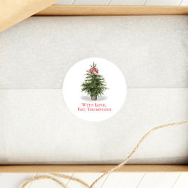 水彩クリスマスツリー シンプルカスタム ラウンドシール