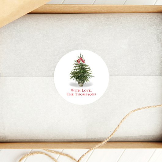 水彩クリスマスツリー シンプルカスタム ラウンドシール