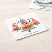 水彩クリスマスツリー スクエアペーパーコースター (アングル)