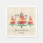 水彩クリスマスツリー スタンダードカクテルナプキン (正面)