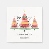 水彩クリスマスツリー スタンダードカクテルナプキン (正面)