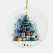 水彩クリスマスツリー セラミックオーナメント (正面)
