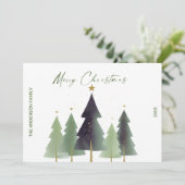 水彩クリスマスツリー ミニマル モダン グリーン 招待状 (スタンド正面)