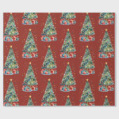 水彩クリスマスツリー ラッピングペーパー (フラット)