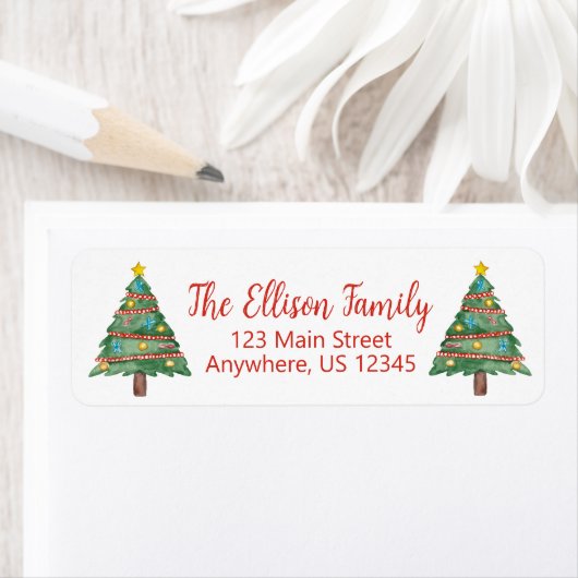 水彩クリスマスツリー ラベル (インサイチュ)