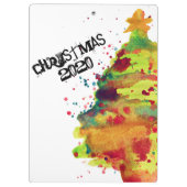 水彩クリスマスツリー、両面パーソナライズされた、 クリップボード (裏面)