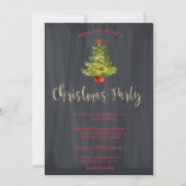 水彩クリスマスツリー 会社のクリスマスパーティ 招待状 (正面)