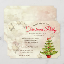 水彩クリスマスツリー、《写真》ぼけ味企業のパーティー 招待状
