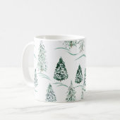 水彩クリスマスツリー。冬の森。 コーヒーマグカップ (正面左)