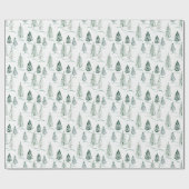 水彩クリスマスツリー。冬の森。 ラッピングペーパー (フラット)