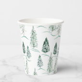 水彩クリスマスツリー。冬の森。  紙コップ (正面)