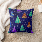 水彩クリスマスツリー：森のパターン。 クッション (ブランケット)