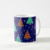 水彩クリスマスツリー:森のパターン。 コーヒーマグカップ (正面右)