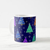 水彩クリスマスツリー:森のパターン。 コーヒーマグカップ (正面左)