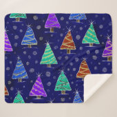 水彩クリスマスツリー：森のパターン。 シェルパブランケット (正面(横))