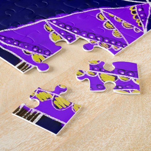 水彩クリスマスツリー:森のパターン。 ジグソーパズル (側面)