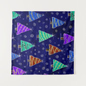 水彩クリスマスツリー：森のパターン。 タペストリー (正面(横))