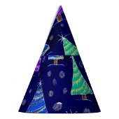 水彩クリスマスツリー：森のパターン。 パーティーハット (左)