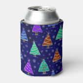 水彩クリスマスツリー：森のパターン。 缶クーラー (缶正面)