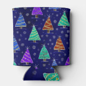 水彩クリスマスツリー：森のパターン。 缶クーラー (裏面)