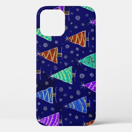 水彩クリスマスツリー:森のパターン。 Case-Mate iPhoneケース (裏面)
