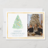 水彩クリスマスツリーGrandmillennial写真 シーズンカード (正面)