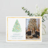 水彩クリスマスツリーGrandmillennial写真 シーズンカード (スタンド正面)