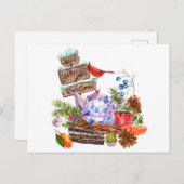 水彩クリスマスティーアンドケーキタイム ポストカード (正面/裏面)