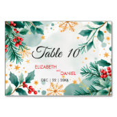 水彩クリスマステーブル番号カード – ホリー テーブルナンバー (裏面)
