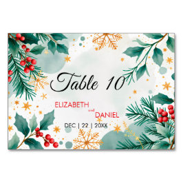 水彩クリスマステーブル番号カード – ホリー テーブルナンバー