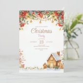 水彩クリスマスディナー招待状 招待状 (スタンド正面)