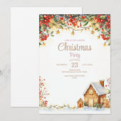 水彩クリスマスディナー招待状 招待状 (正面/裏面)