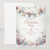 水彩クリスマスディナー招待状 招待状 (正面/裏面)