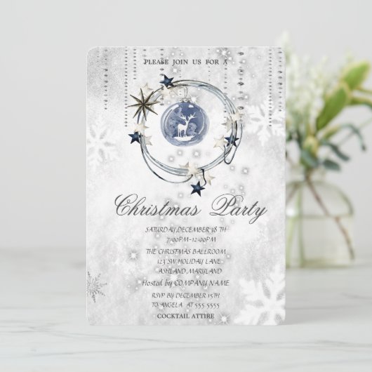 水彩クリスマスデコレーションクリスマスパーティー 招待状 (スタンド正面)